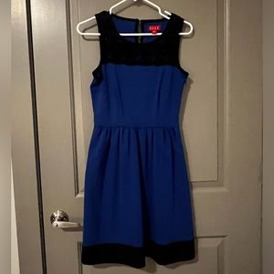 Royal Blue Elle with black embroidery detail dress - Size 2